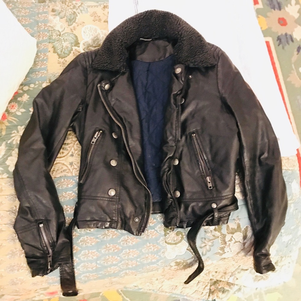Free People Faux Leather Jacket; Size Large
